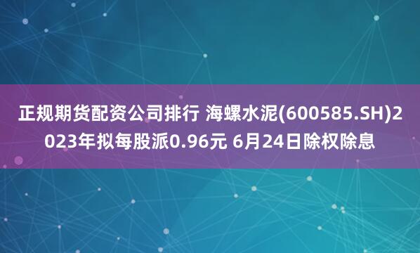 正规期货配资公司排行 海螺水泥(600585.SH)2023年拟每股派0.96元 6月24日除权除息